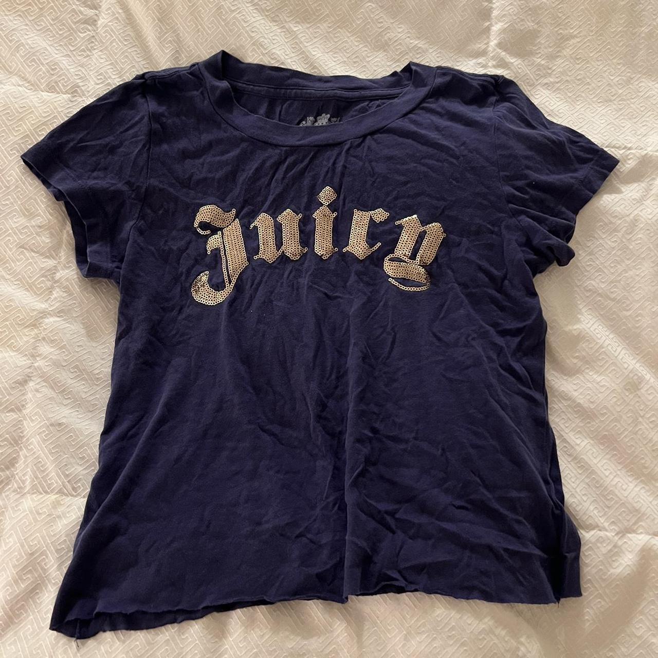 Juicy Couture Women's Blue and Navy T-shirt | Depop