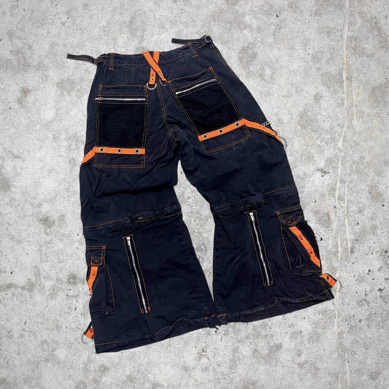 Tripp NYC rave pants Black and orange grommet 3D - Depop