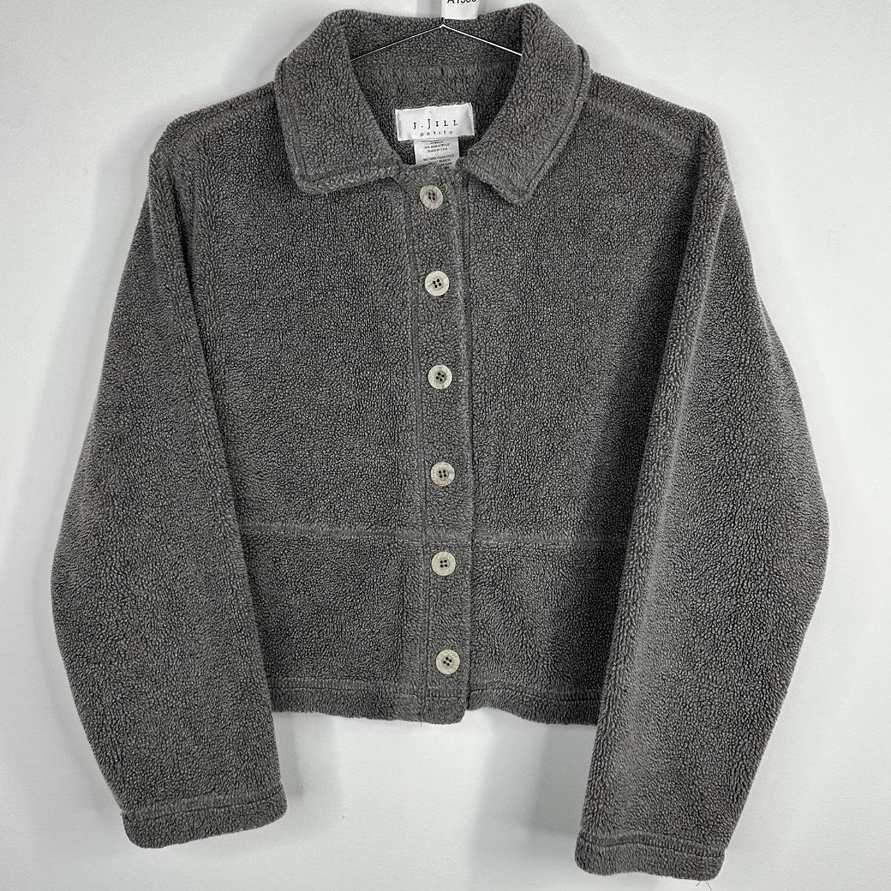 Vintage Y2K grey sherpa jacket Size - S Length -... - Depop