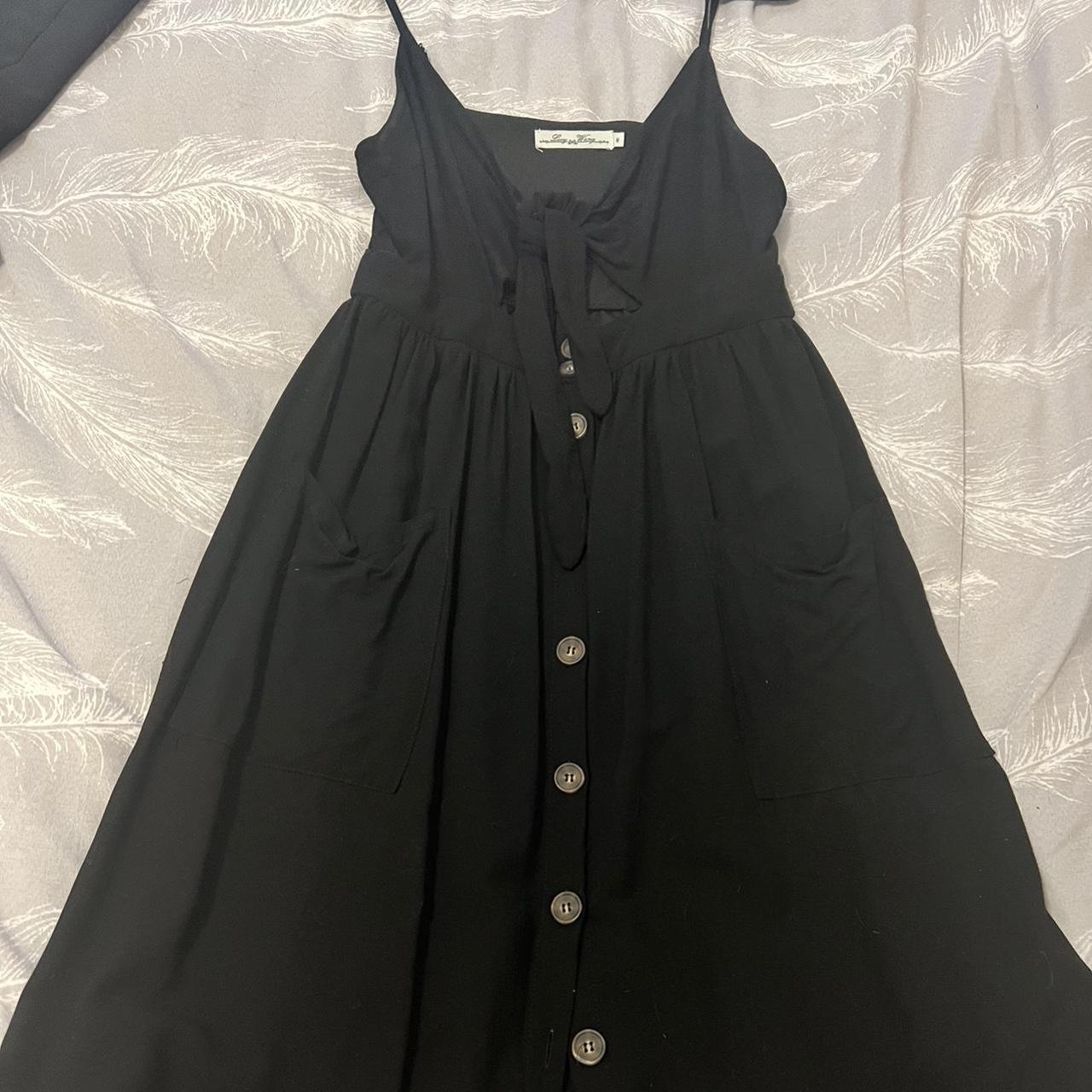 Black button up dress with tie detail. Size M (size... - Depop