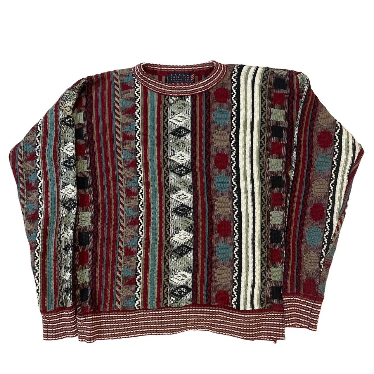 Coogi Men's Red and White Jumper