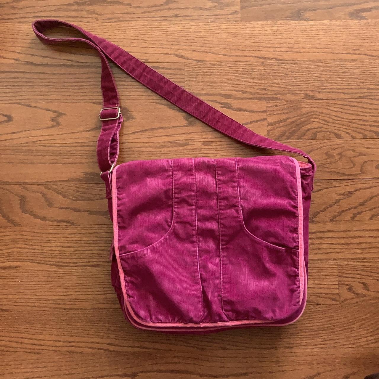 fuchsia pink corduroy messenger bag! older maybe... Depop