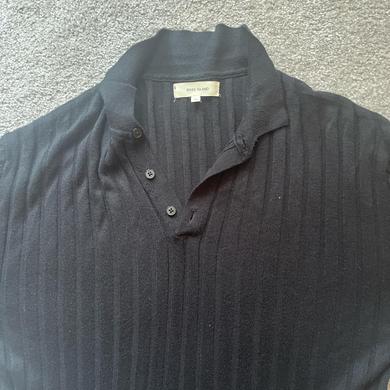 Mens river island knitwear polo shirt black size medium Depop
