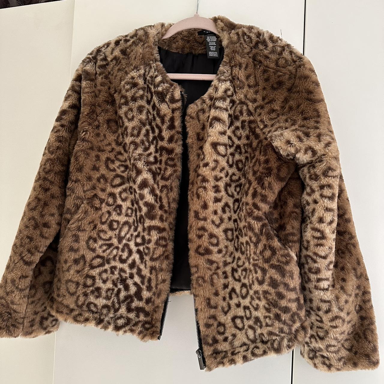 Faux Fur Leopard Jacket - Depop