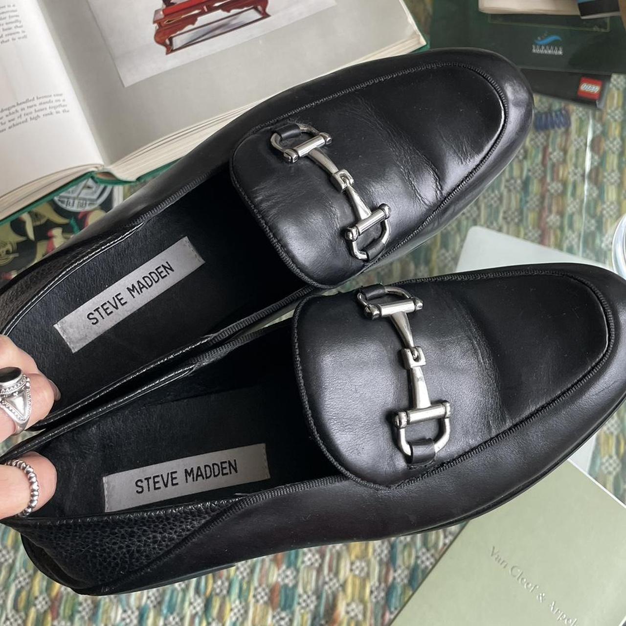 Steve Madden men’s black loafers Size 7.5 In good... - Depop