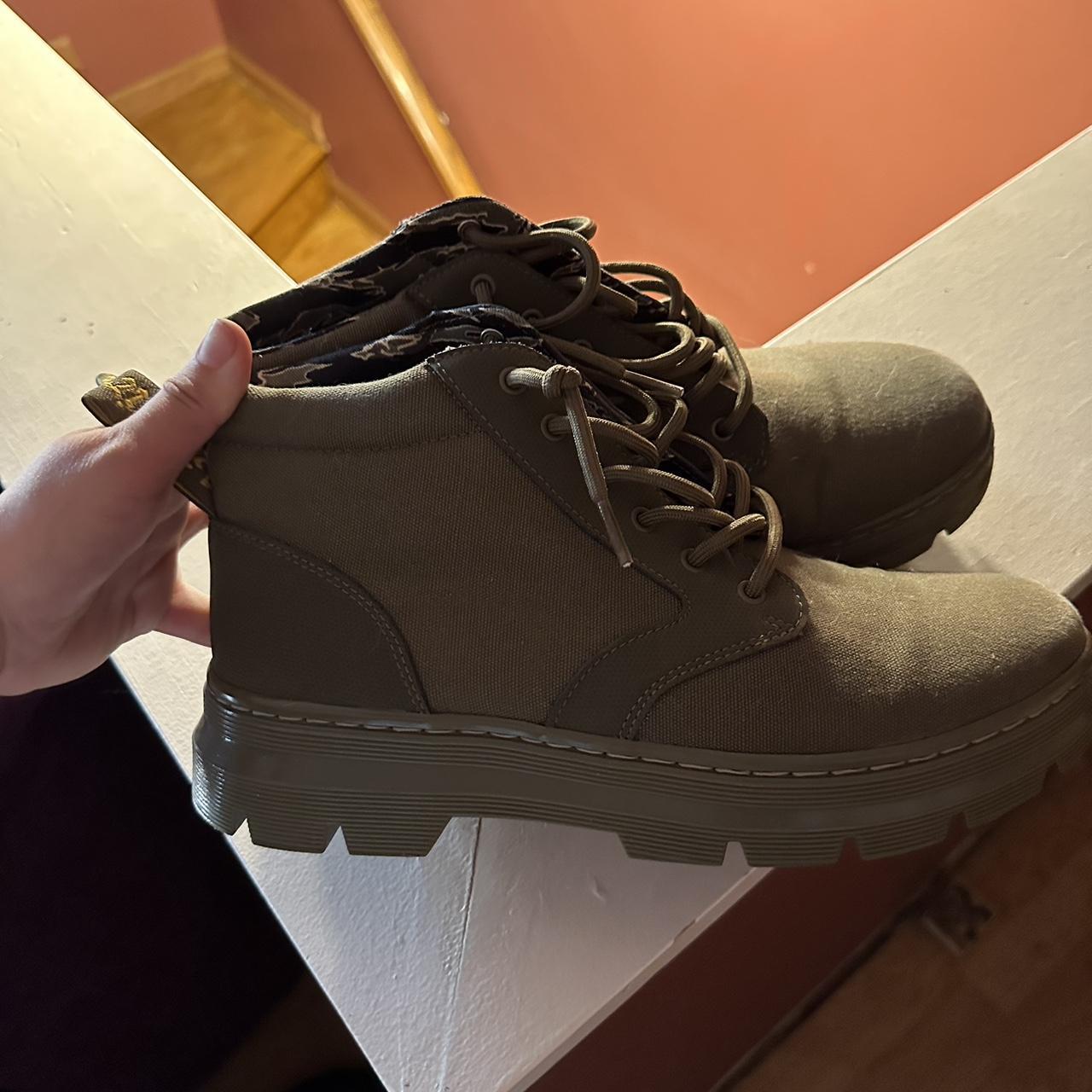 mens green doc marten boots! cloth boots super... Depop