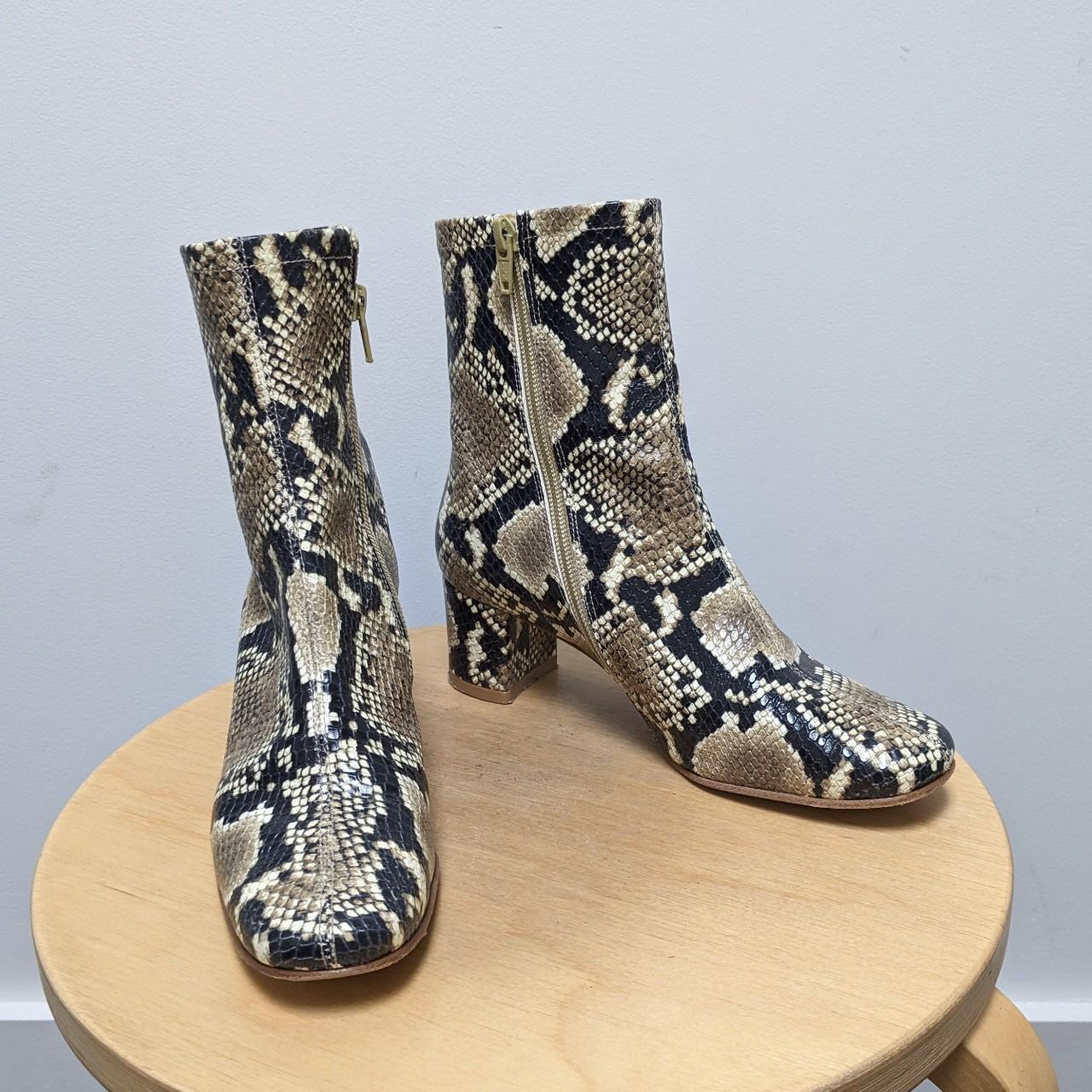 Cream sales snakeskin boots