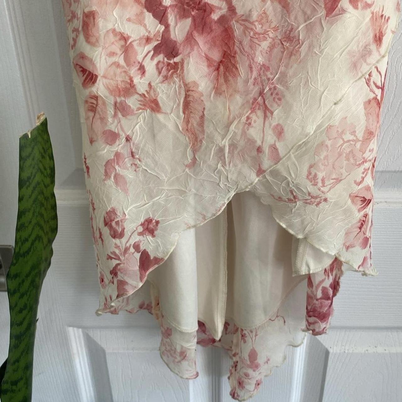 Vintage floral slip dress Sheer overlay Cowl... - Depop