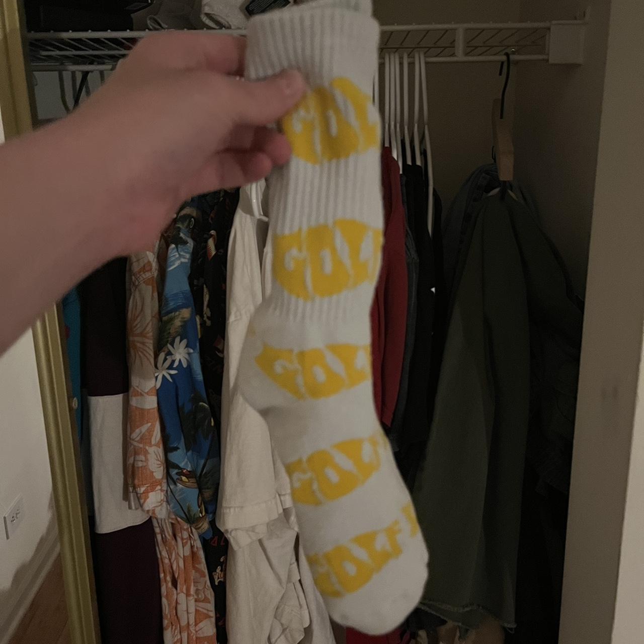 Golf Wang Men's Blue and Yellow Socks | Depop