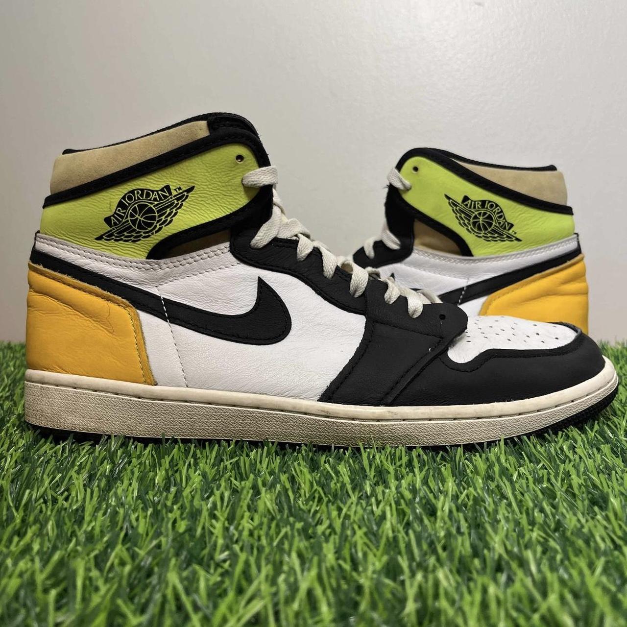 Air Jordan 1 Retro High OG Volt Black White Gold... - Depop