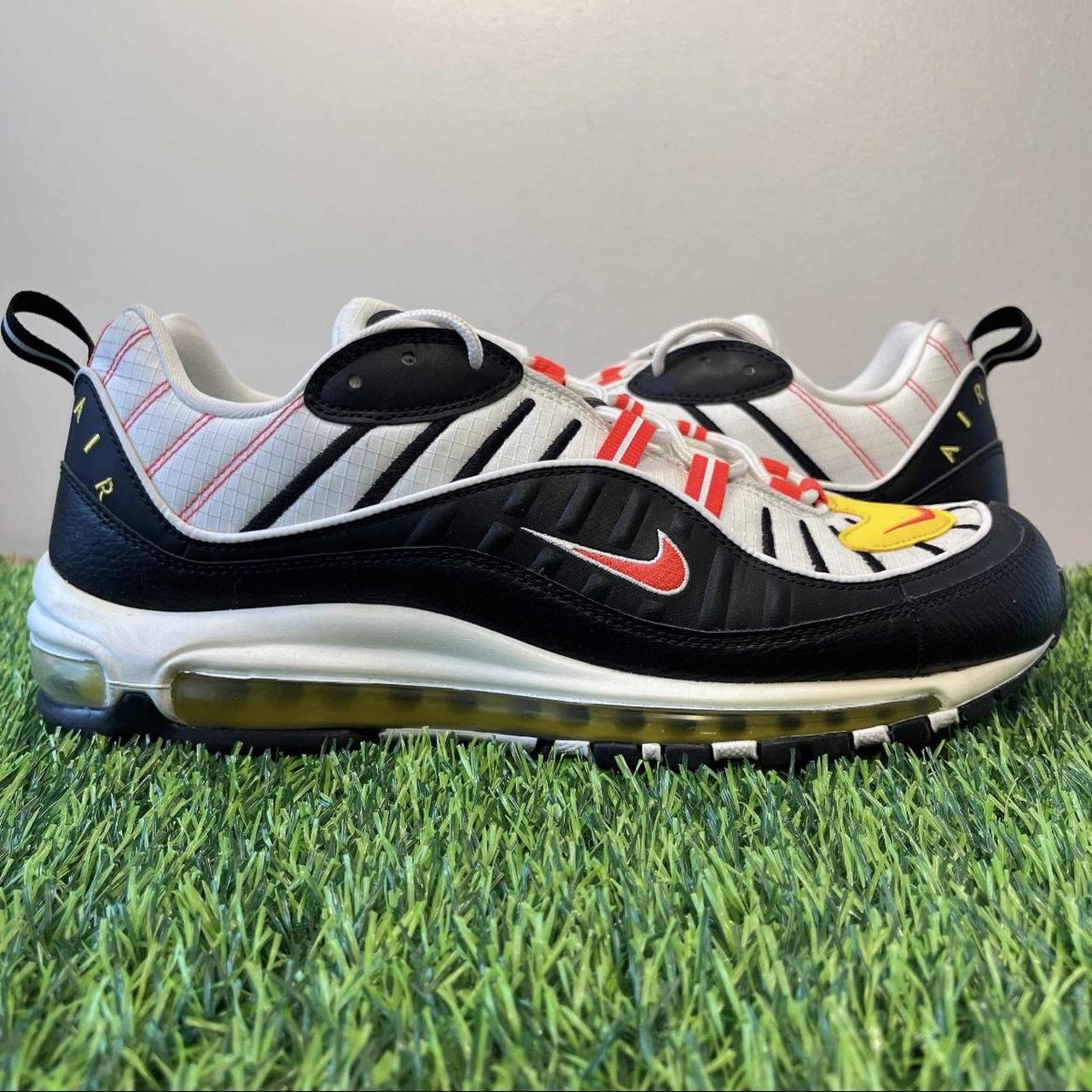 nike air max 98 black white yellow crimson