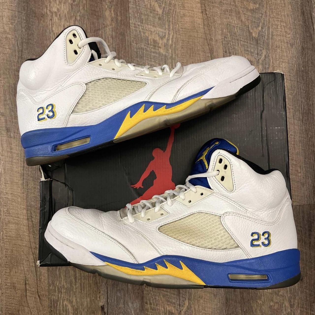 Nike Air Jordan 5 V Retro Laney 2013 White Blue. Depop