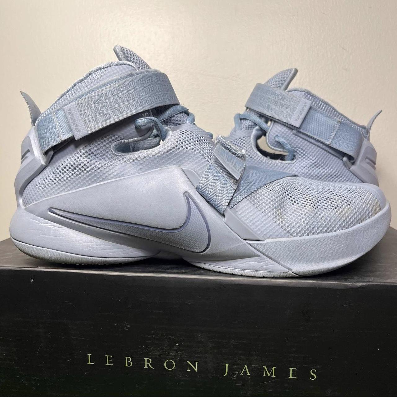 Grey and blue lebrons best sale