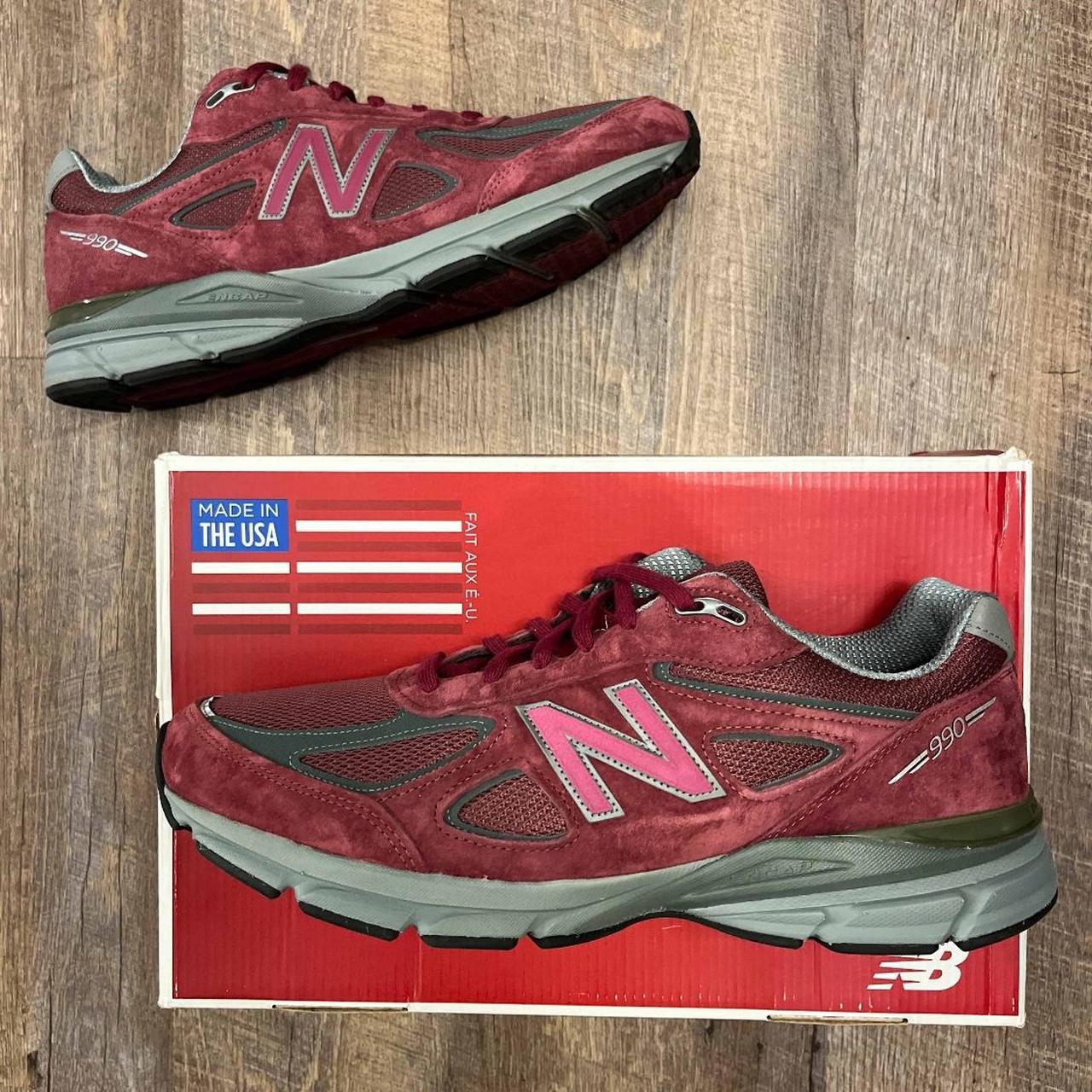 New Balance 990v4 Made in USA Burgundy Red Grey Size. Depop