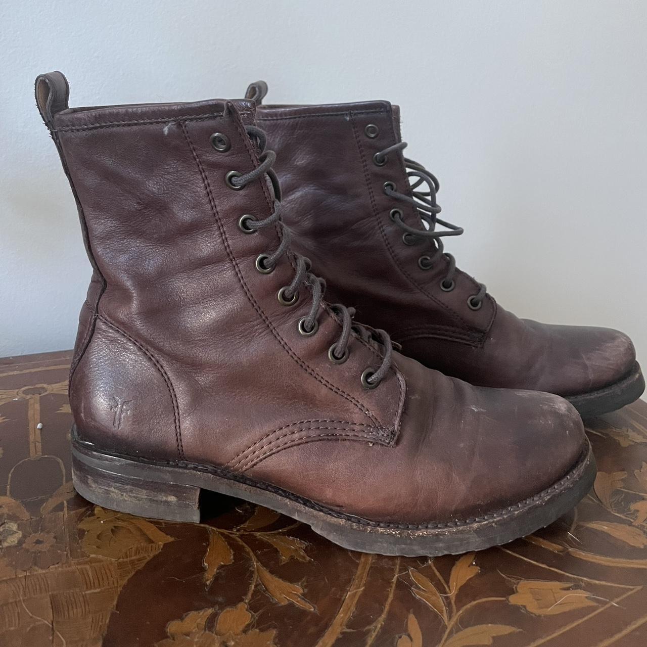 frye veronica combat boots caramel