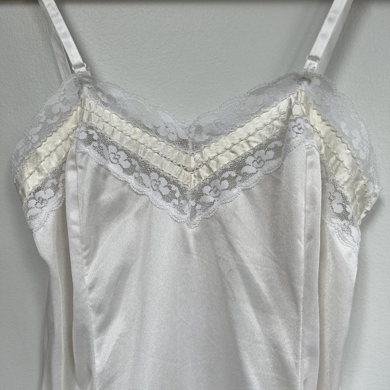 vintage lace satin cami white and cream Coquette... - Depop