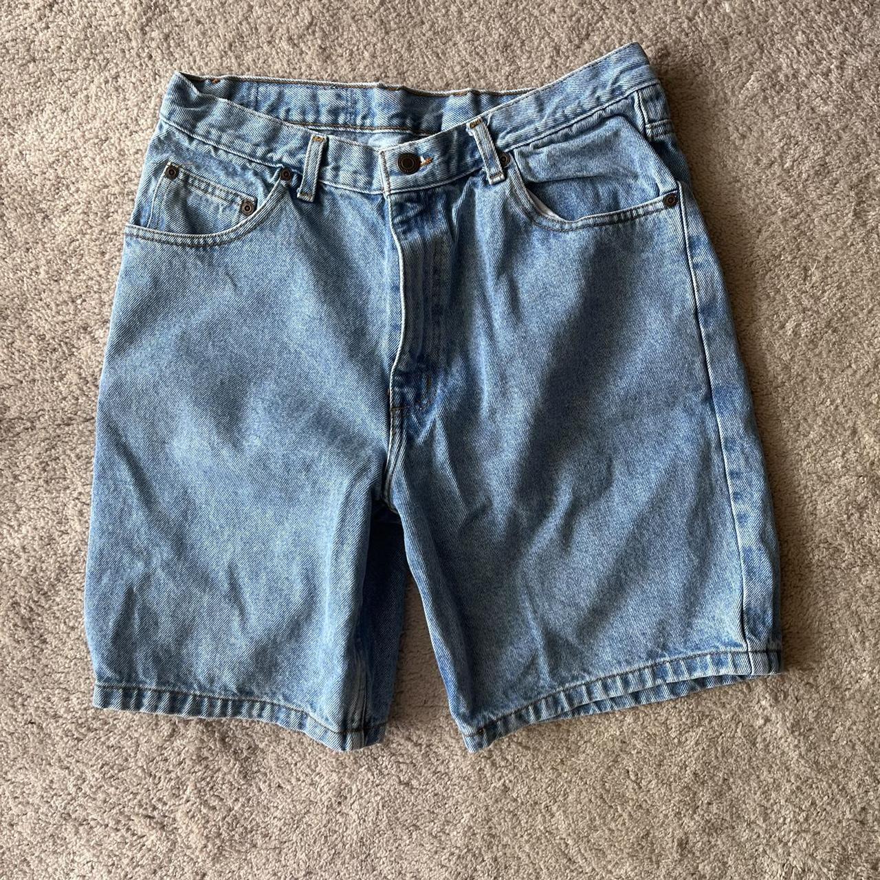 Dad shorts long inseam lightwash Measurements on... - Depop