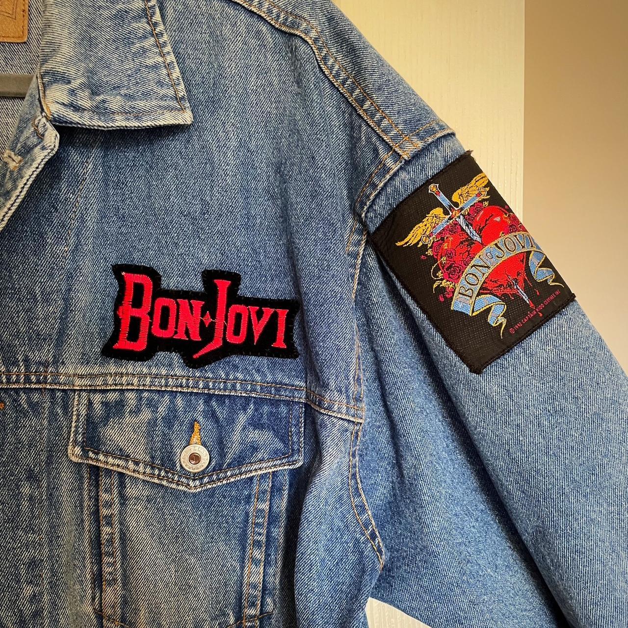 Leopard outlet print Bon Jovi denim jacket