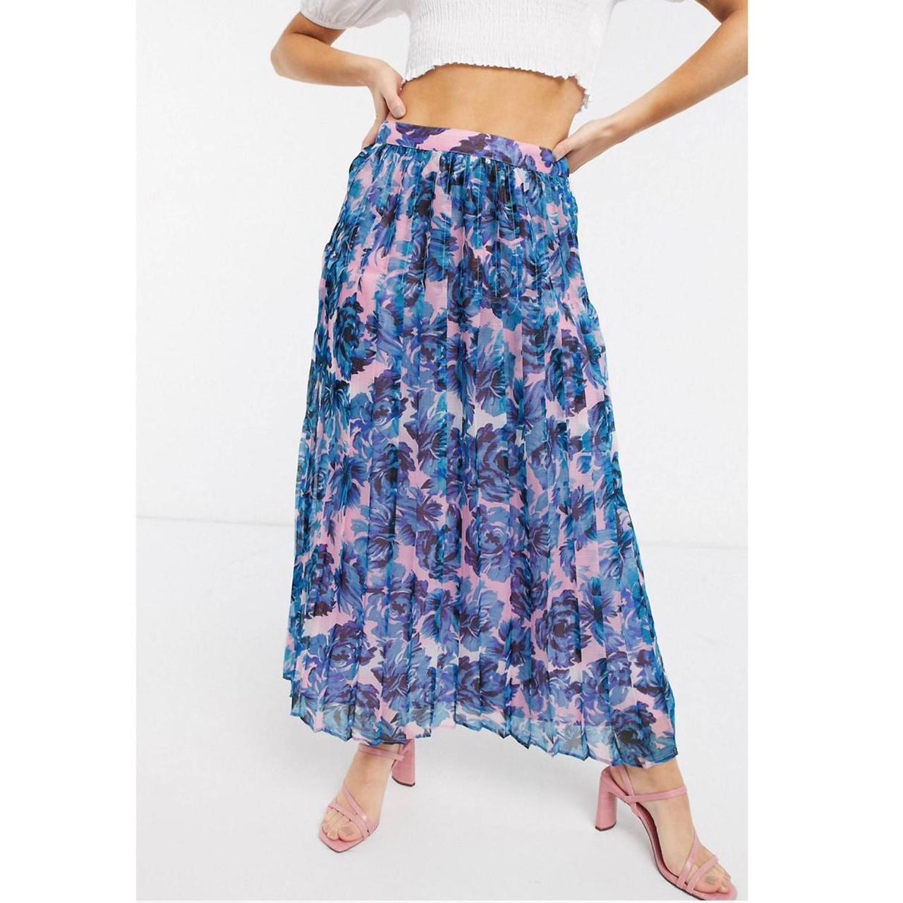 ASOS pleated midi skirt in floral print 💐 Never... - Depop