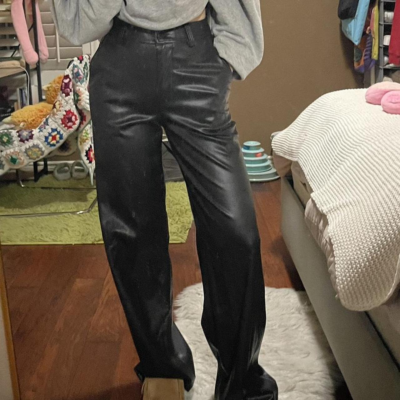 Topshop leather look trousers in black