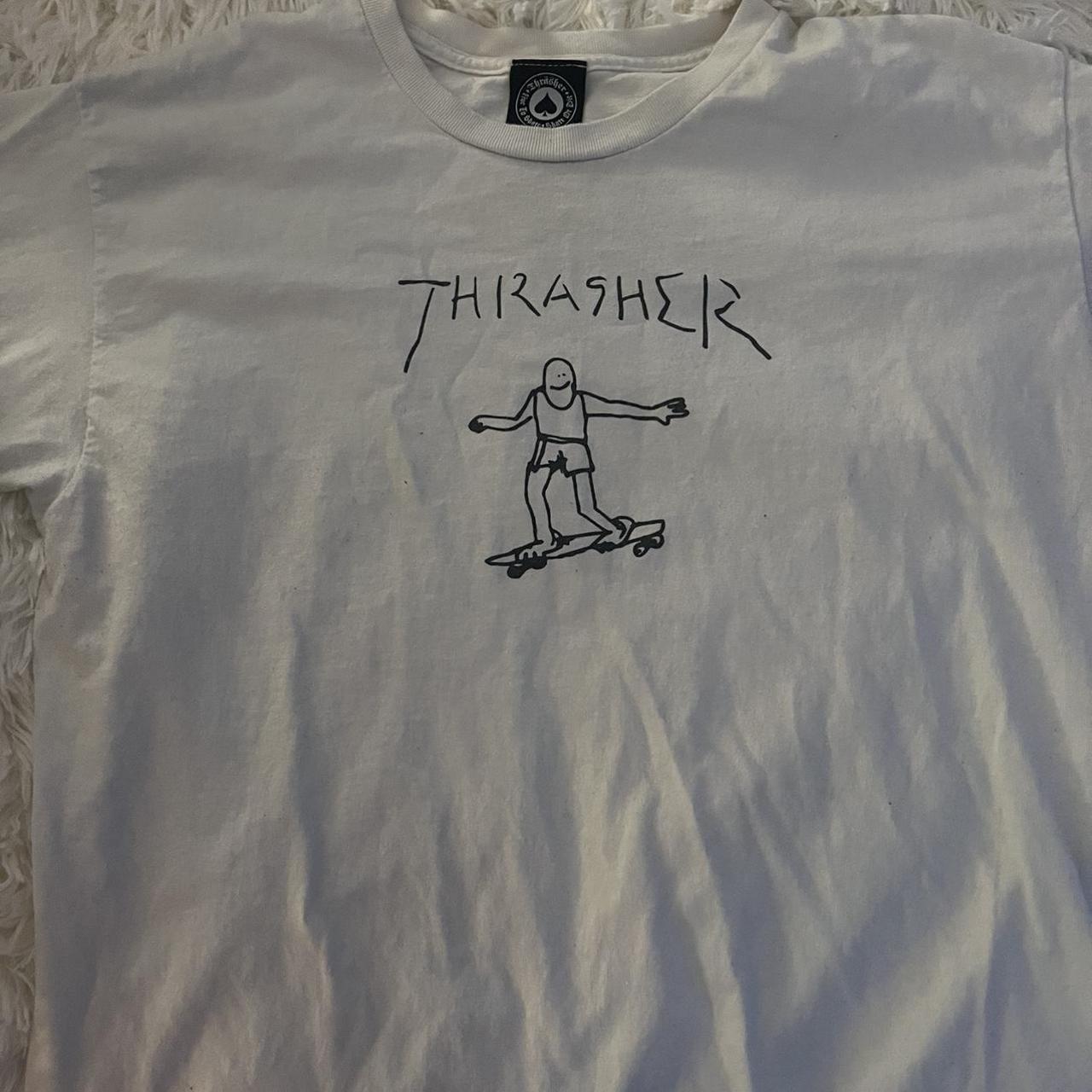 thrasher white skater tee Thrasher Gonz White... - Depop