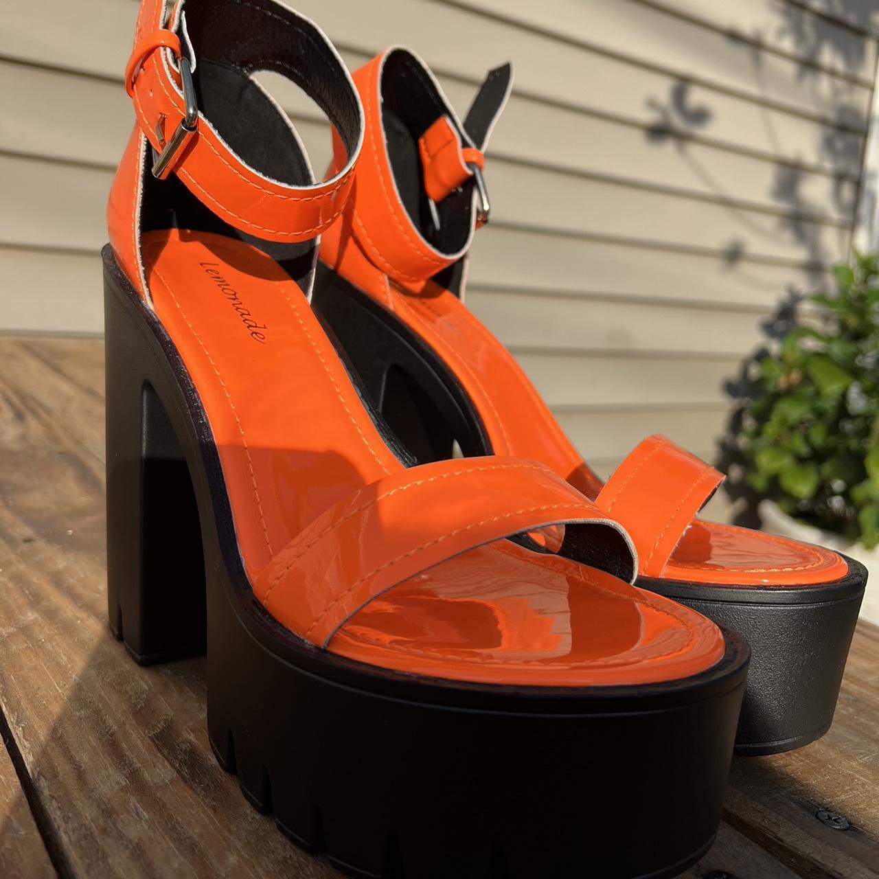 Neon orange 2024 chunky heels