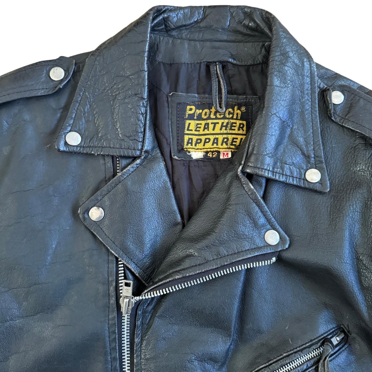 Protech Leather Apparel Leather Motorcycle Jacket sz... Depop