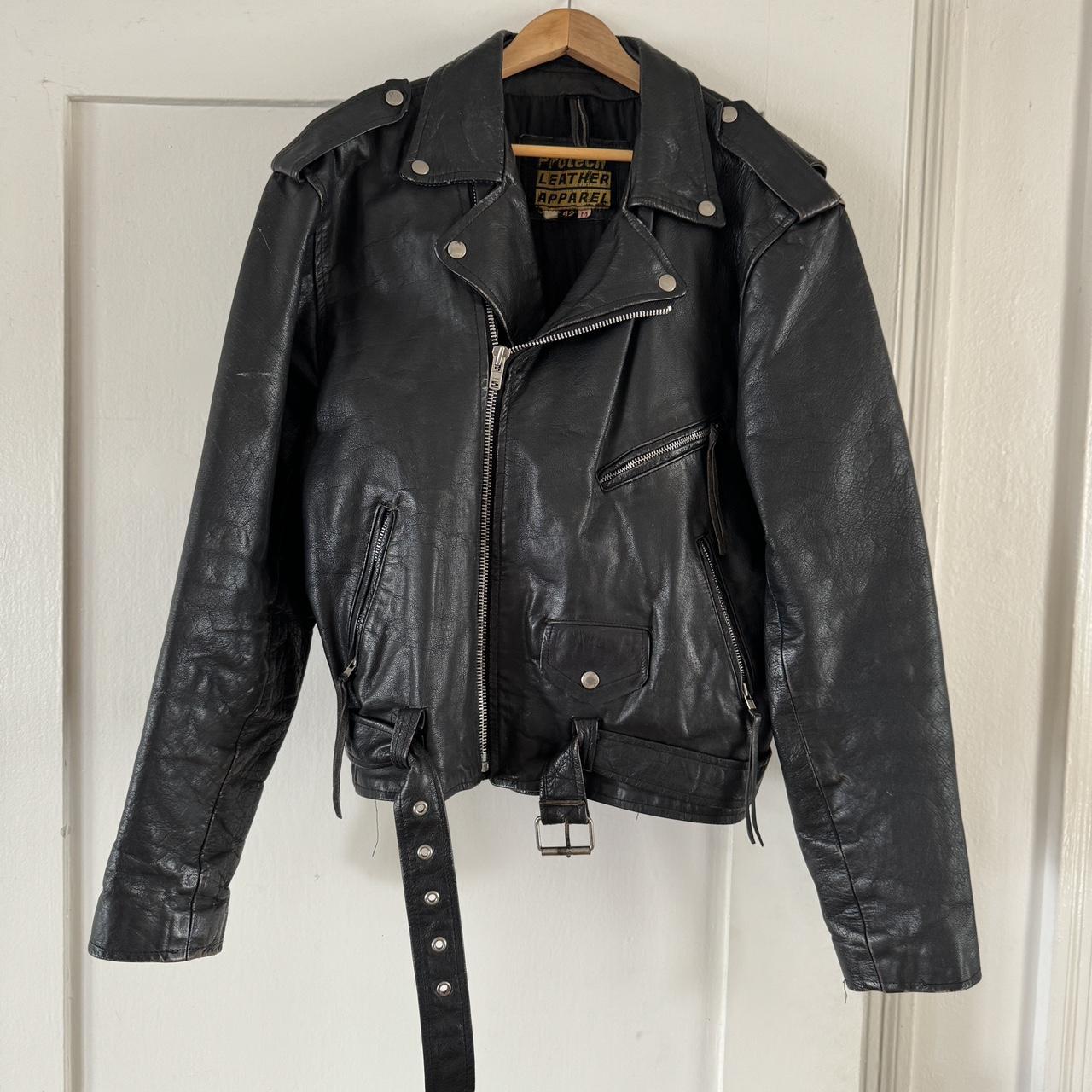 Protech Leather Apparel Leather Motorcycle Jacket sz... Depop