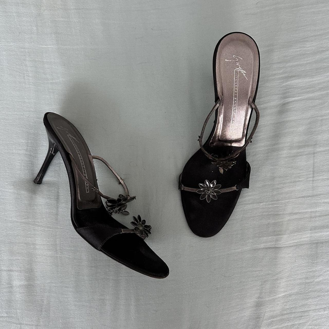 Giuseppe Zanotti Black Flower Chain Heels labeled. Depop