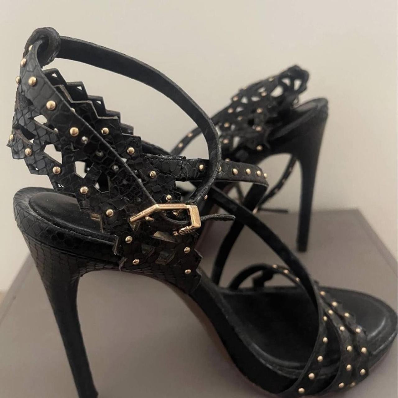 Bcbg Black Strappy Heels BCBG Esra Heels with gold Depop