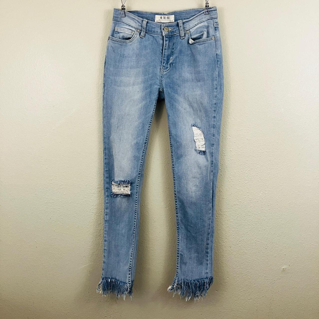 We The Free Light Wash Distressed Raw Hem newest Denim Jeans Size 24