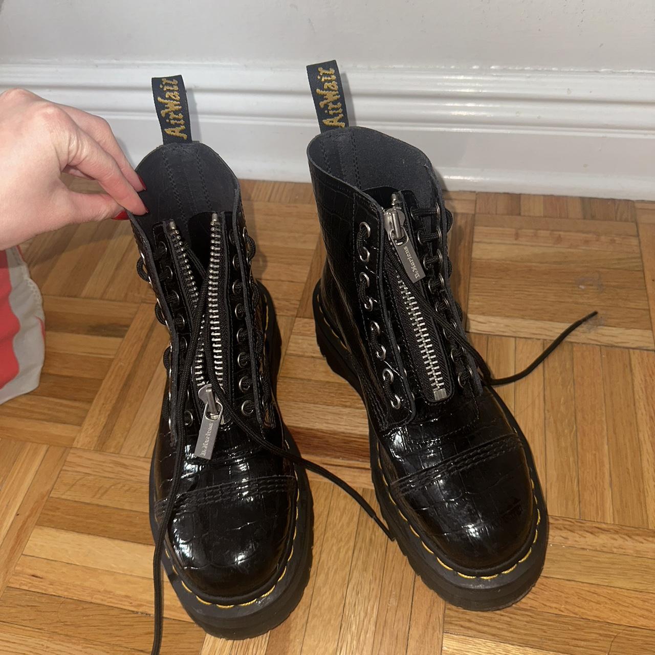 sinclair patent crocodile platform boots
