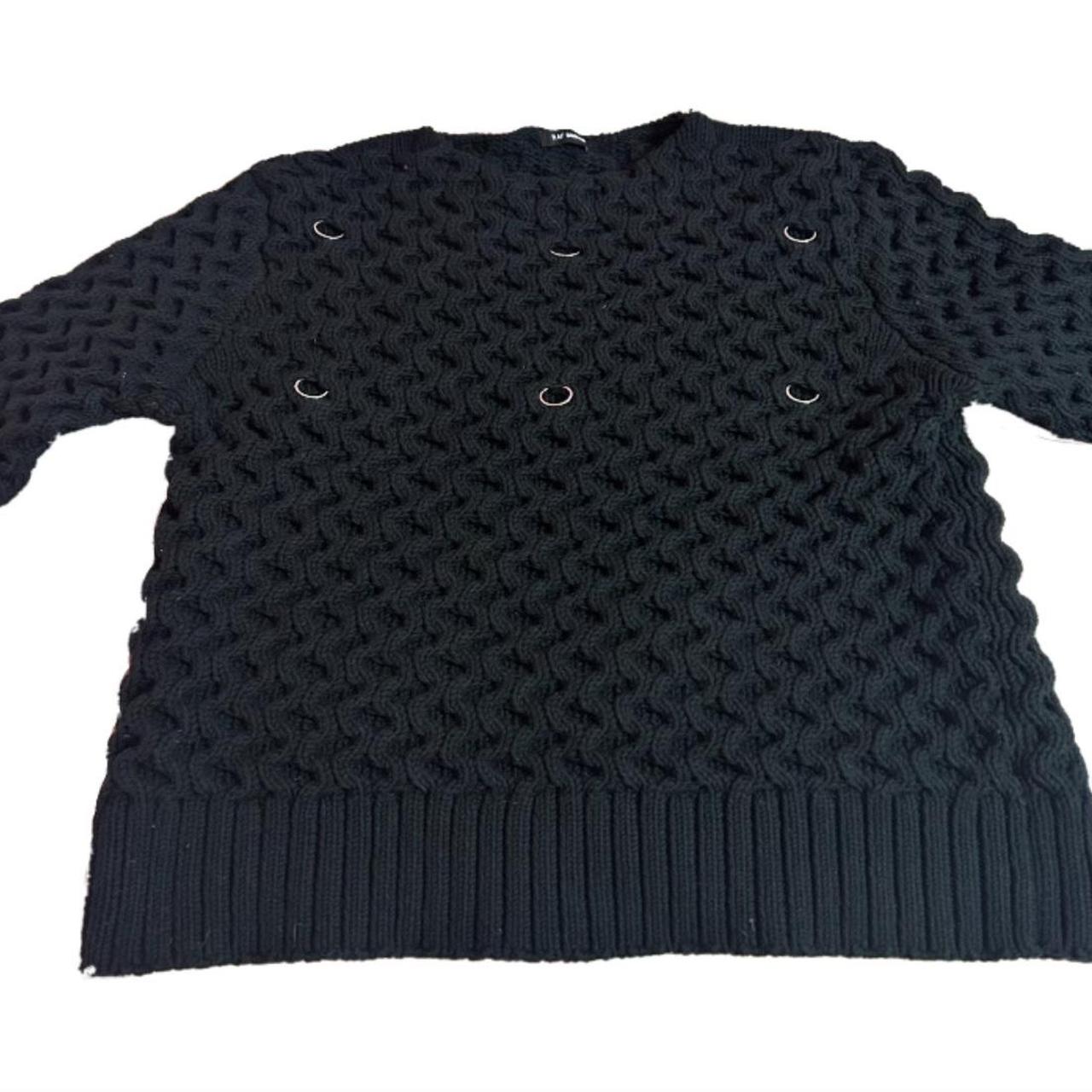 Raf Simons Black Wool Piercing Honey Stitch Sweater, Archive Collections