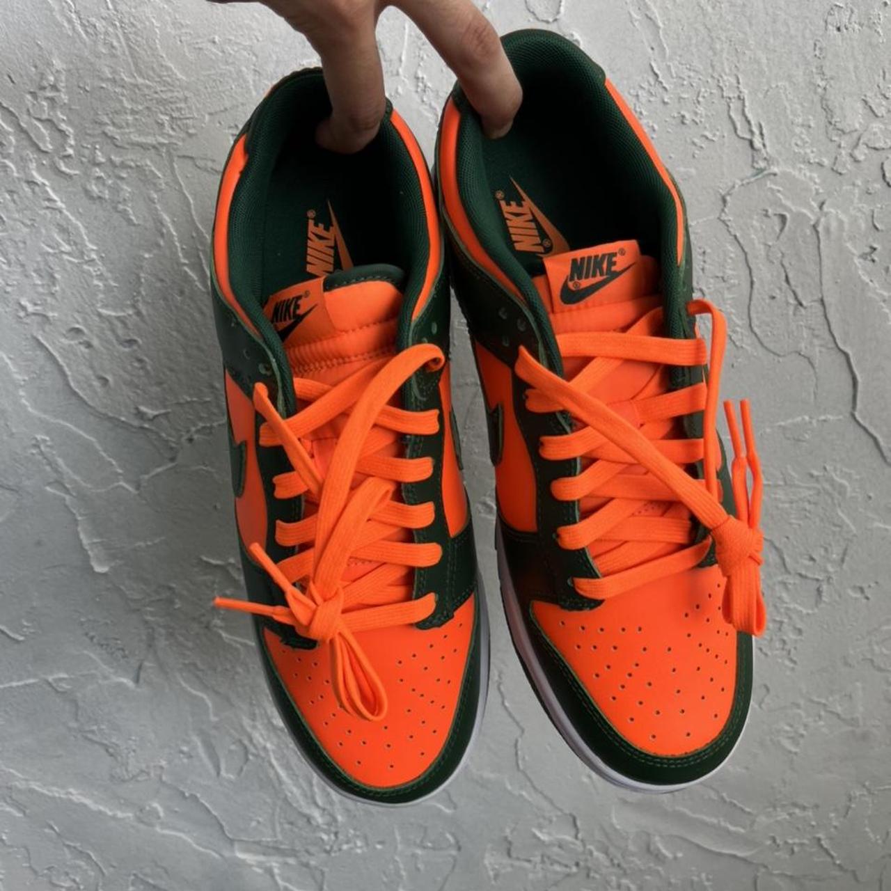 Nike Men's Orange and Green Trainers | Depop