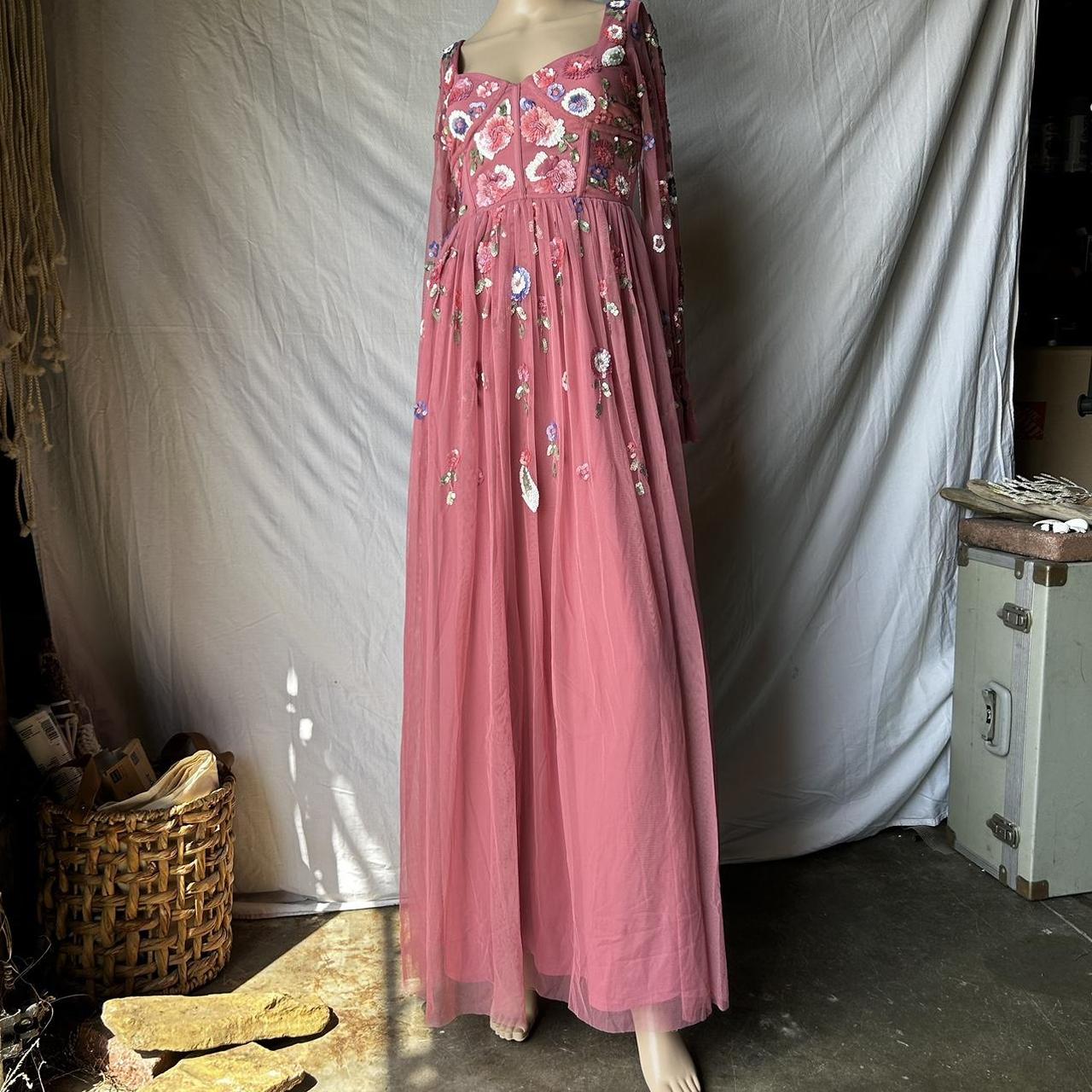 Little mistress pink 2025 embroidered maxi dress