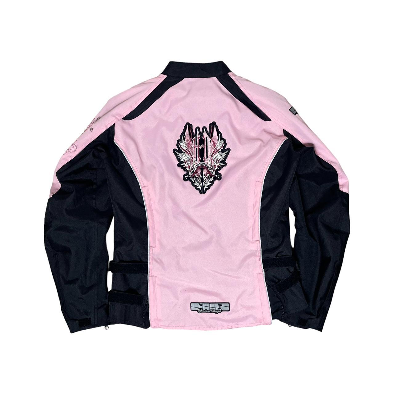 pink and black harley davidson jacket