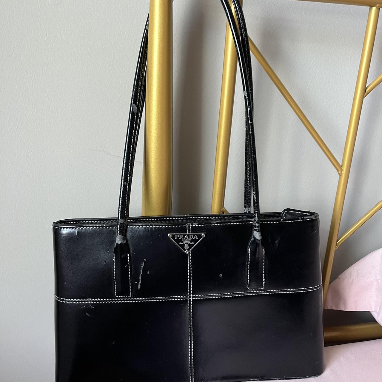 Black Leather Bag With Shoulder Strap | PRADA