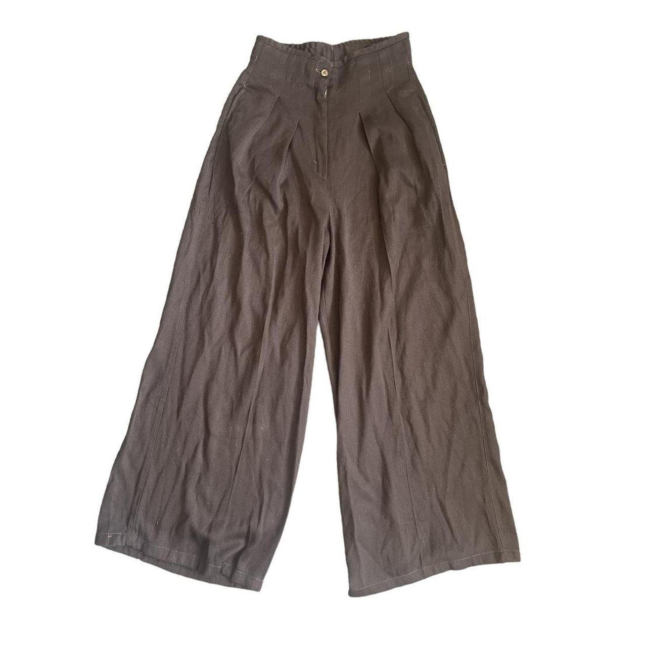 true vintage high waisted brown wide leg trouser... - Depop