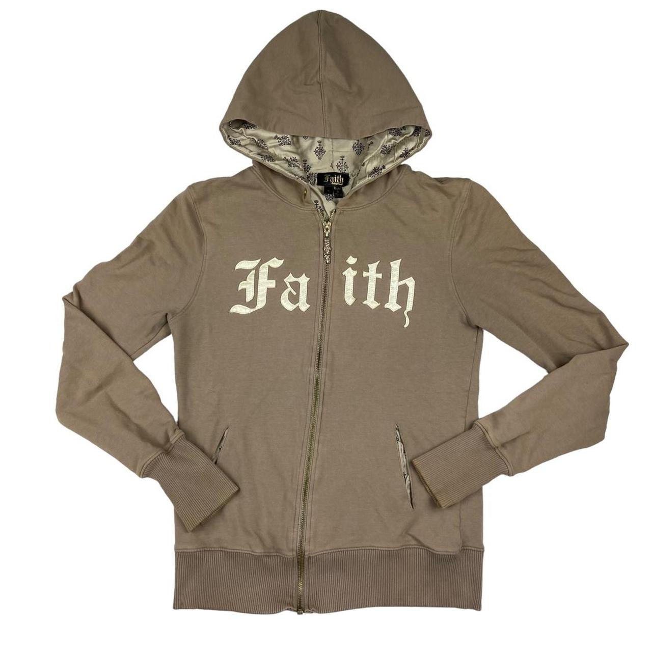 Faith zip up hoodie 🕊️ Beautiful y2k Faith tan zip... Depop