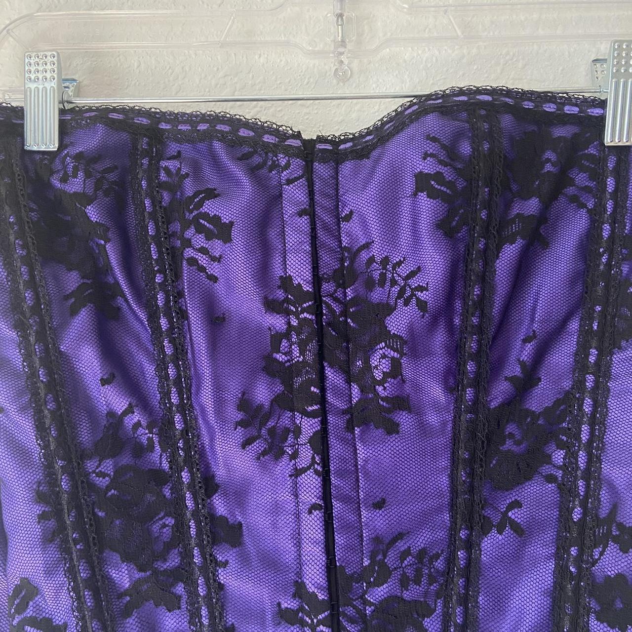 Corset 💜 Gorgeous y2k purple corset top with black... - Depop