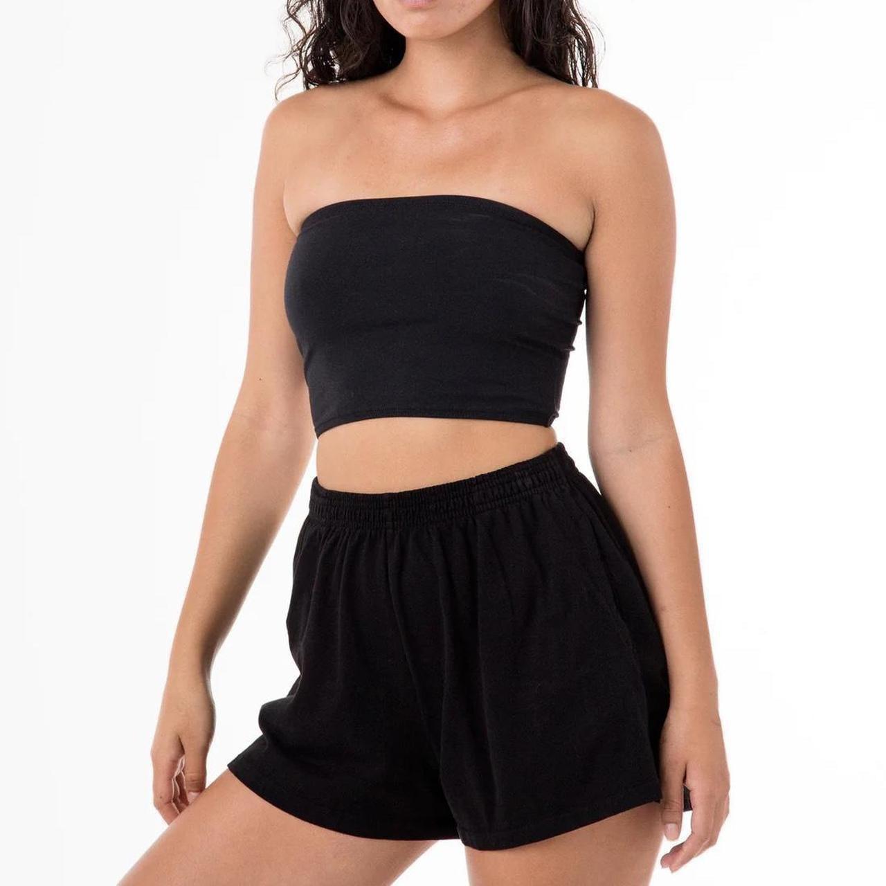 LAA50- BLACK COTTON SPANDEX TUBE TOP Slightly... - Depop