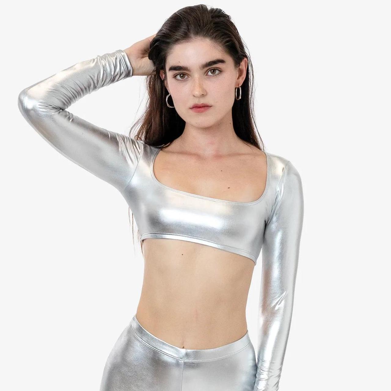 Women's Silver Crop-top | Depop