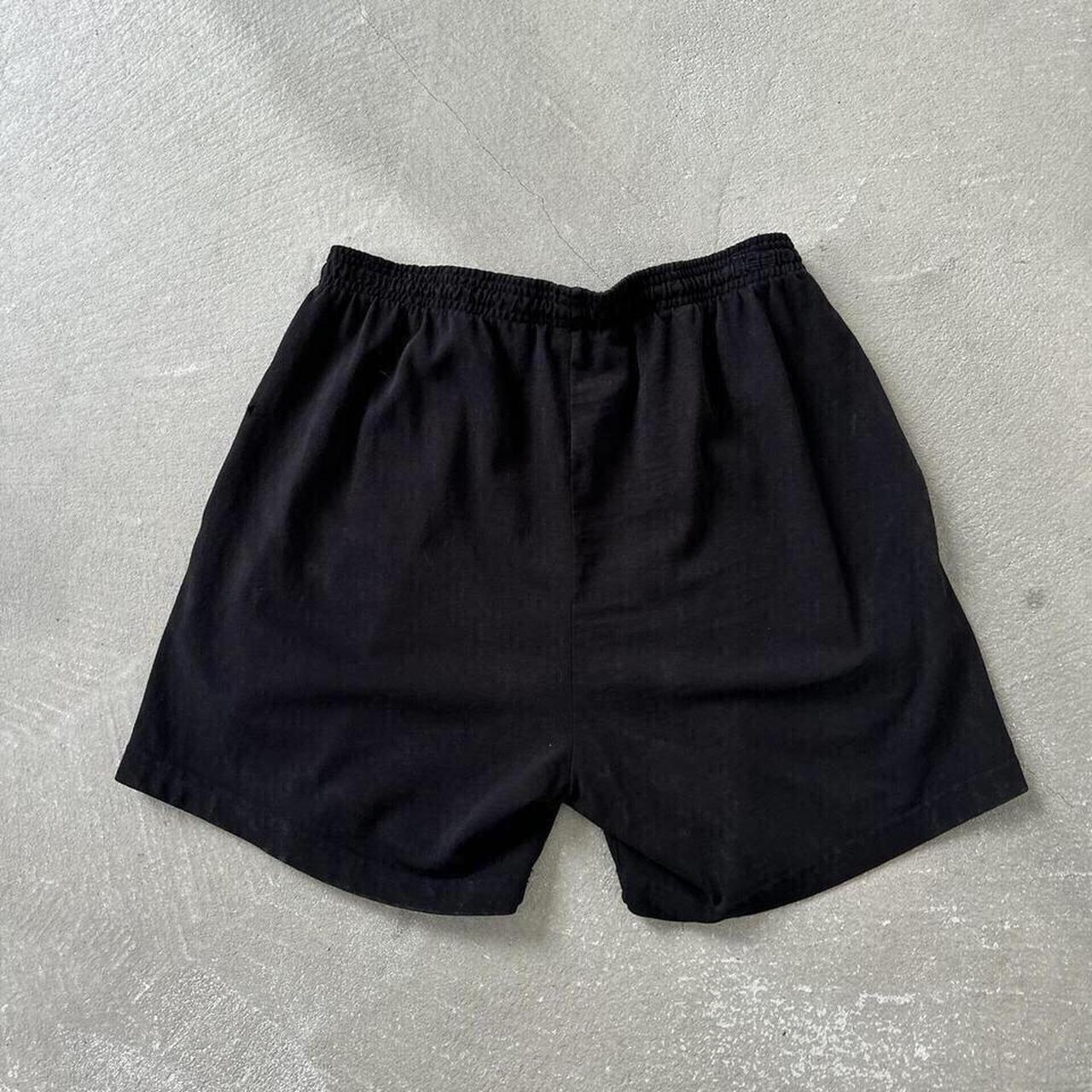 LAAB790 - BLACK GARMENT DYED GYM SHORTS SIZE:... - Depop