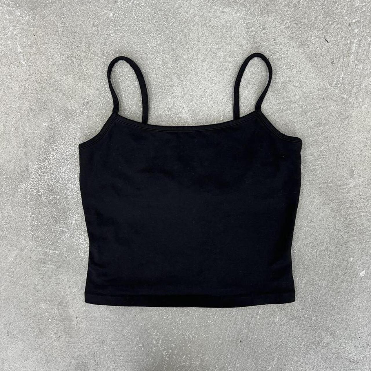 LAAS55- BLACK GARMENT DYE SPAGHETTI TANK... - Depop