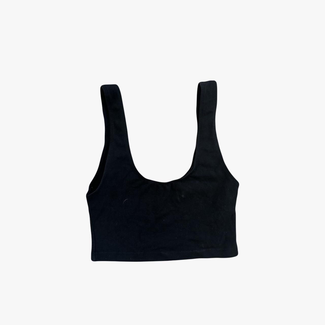 LAAF936- BLACK COTTON SPANDEX TANK CROP... - Depop