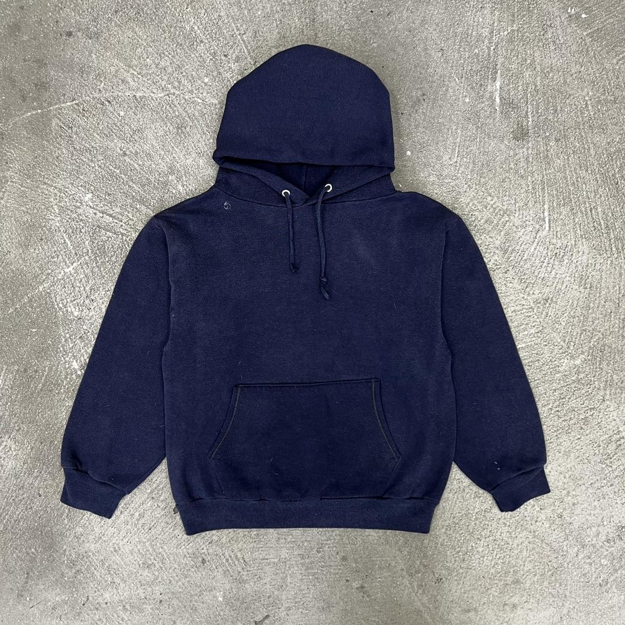 LAA5036 - VINTAGE BLANK NAVY HOODED... - Depop