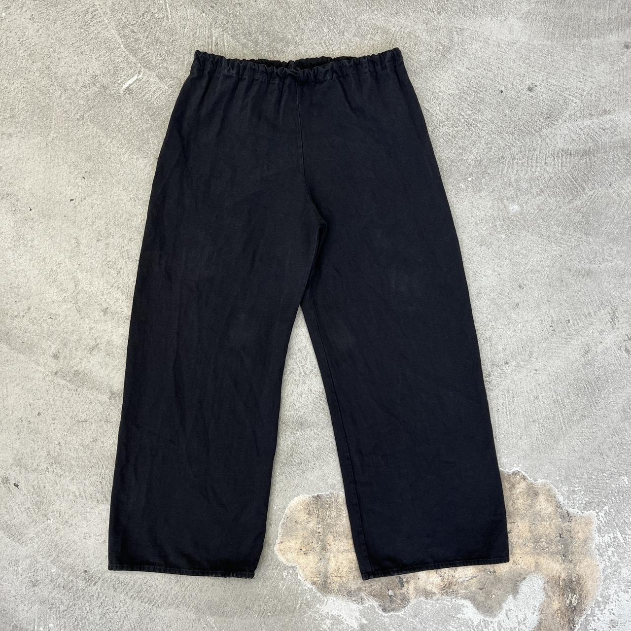 LAA5028- BLACK COTTON TWILL WIDE LEG PANT TAG... - Depop