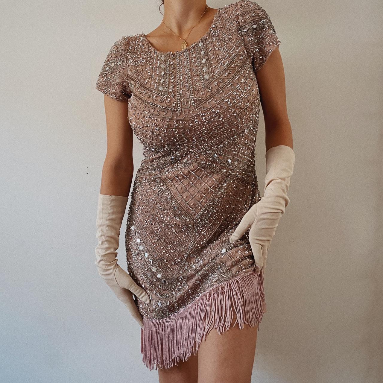 Gorgeous 20 s style beaded dusty rose dress with