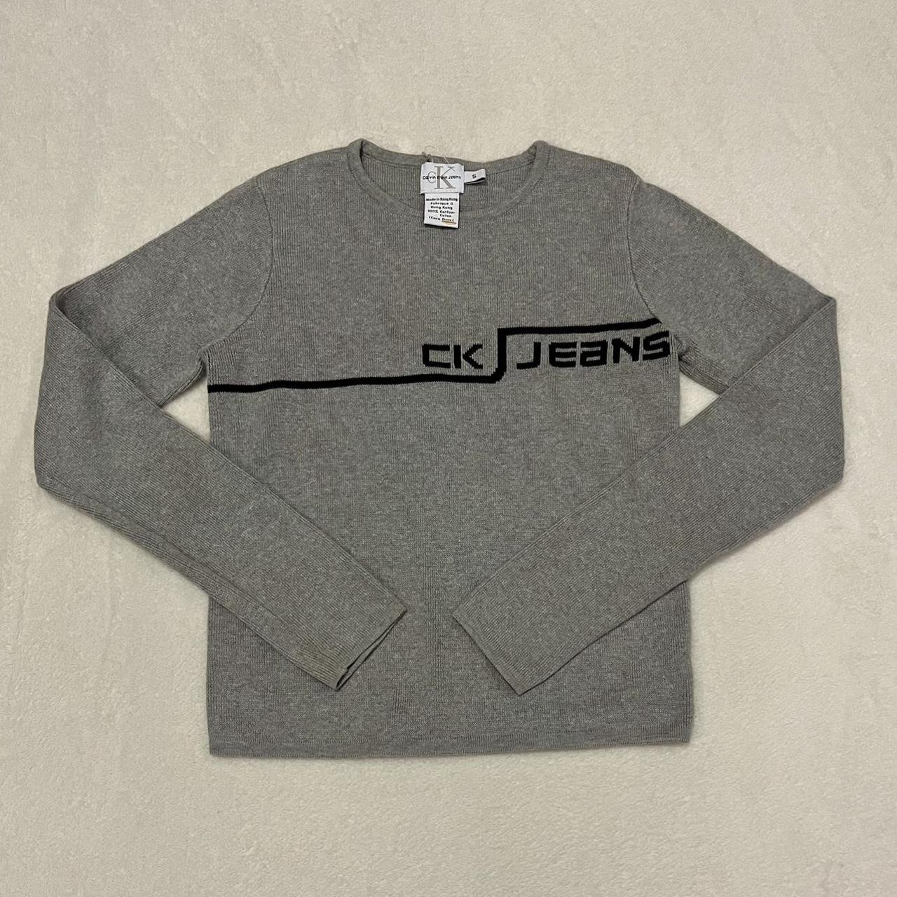 90 s Vintage Calvin Klein CK Jeans Grey logo sweater Depop