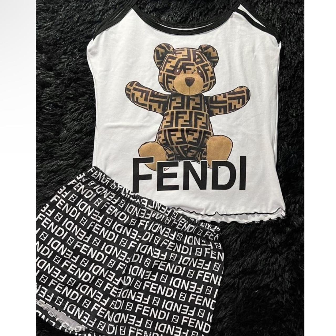 Fendi teddy bear pajama set top and shorts one size - Depop
